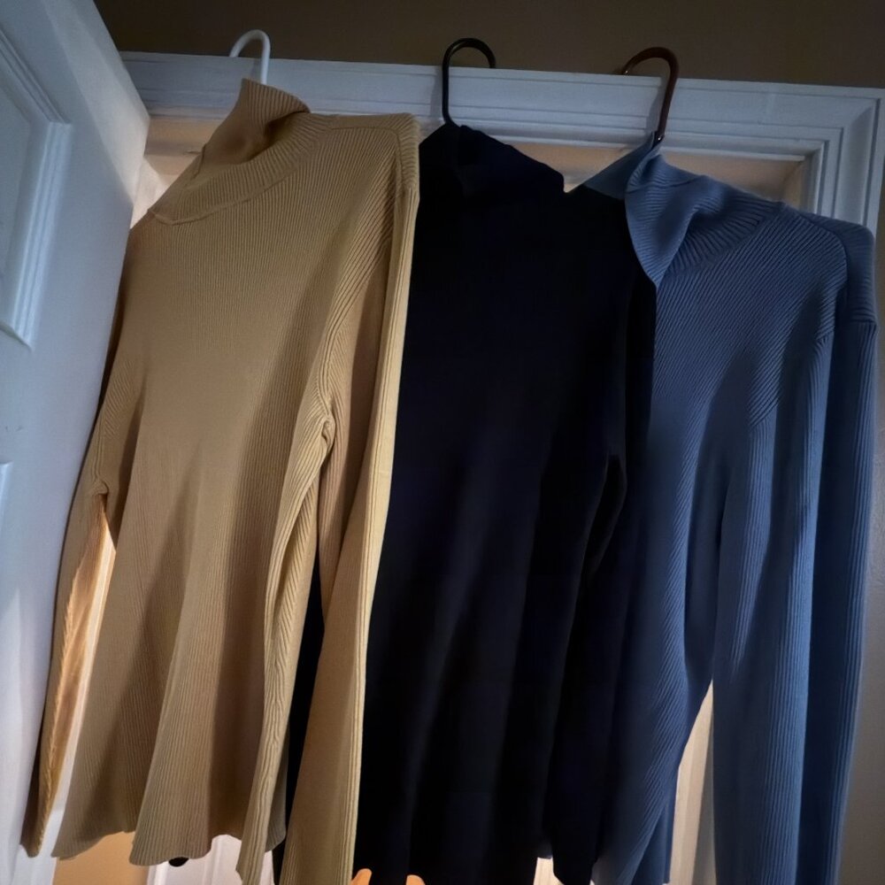 Coldwater Creek Ribbed Turtleneck Sweater Bundle – Size XL (3 Colors)